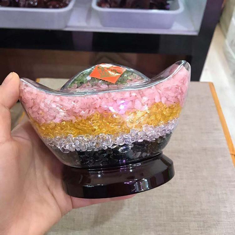 批發天然水晶碎石金元寶擺件五行五色五彩元寶 居家擺件招財進寶風水進財神器綠橄欖石/粉水晶/黃水晶/白水晶/黑曜石-細節圖3