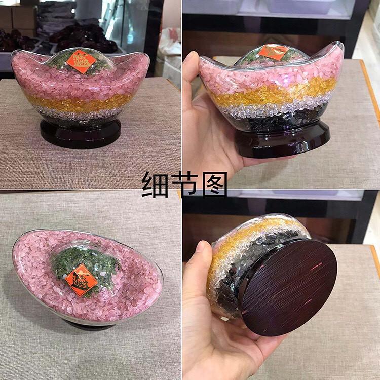 批發天然水晶碎石金元寶擺件五行五色五彩元寶 居家擺件招財進寶風水進財神器綠橄欖石/粉水晶/黃水晶/白水晶/黑曜石-細節圖4