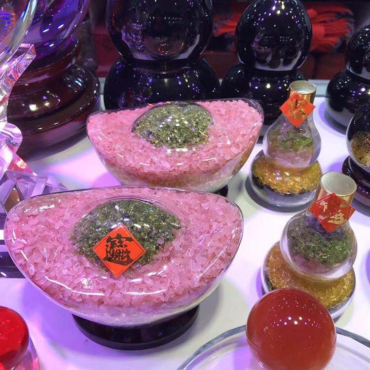 批發天然水晶碎石金元寶擺件五行五色五彩元寶 居家擺件招財進寶風水進財神器綠橄欖石/粉水晶/黃水晶/白水晶/黑曜石-細節圖5