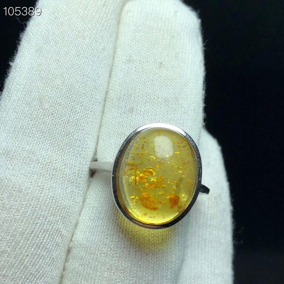 天然寶石琥珀花珀戒指 15.5/12.3m左右活圍925銀天然保真有礦缺-細節圖5