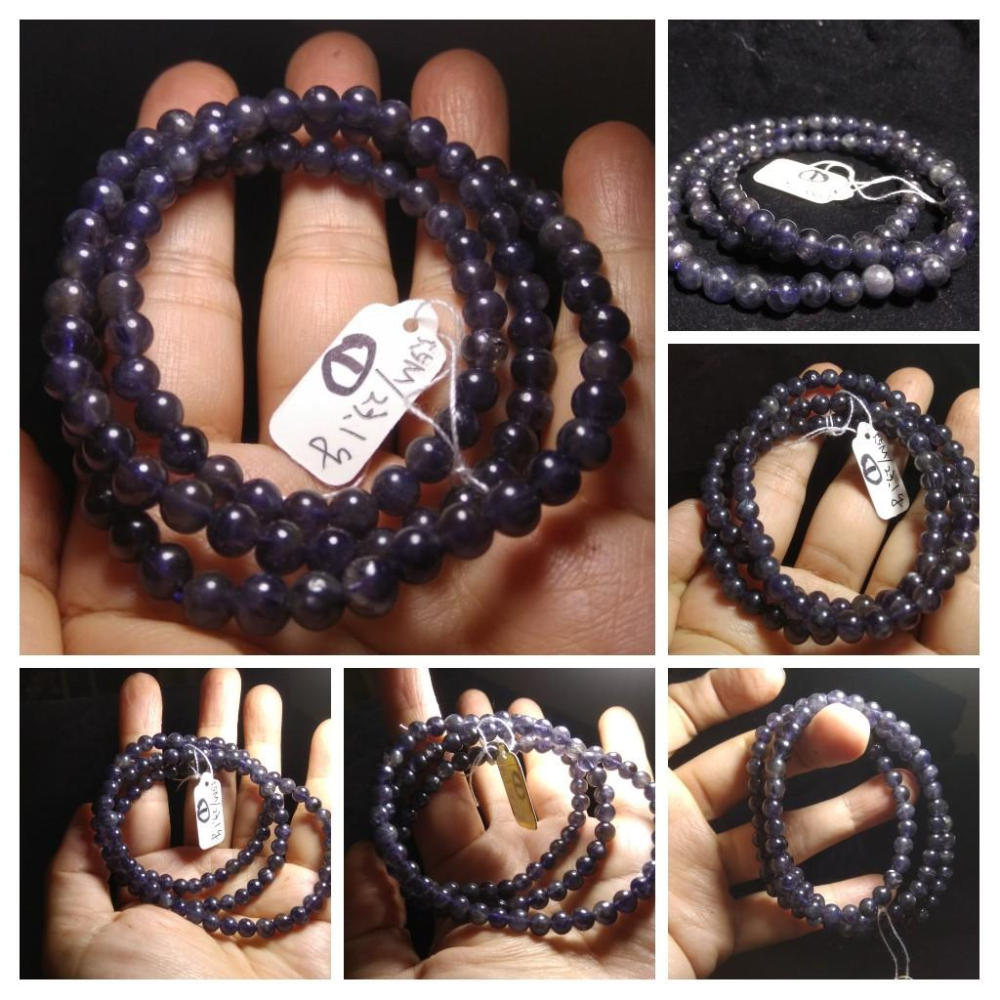 天然水藍寶石堇青石多圈繞三圈手鍊項鍊手環手鍊手串5.5-6mm珠寶首飾寶石飾品-細節圖2