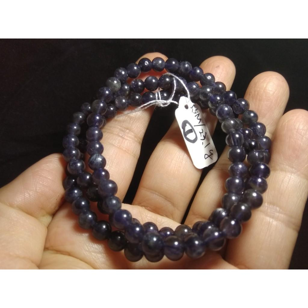 天然水藍寶石堇青石多圈繞三圈手鍊項鍊手環手鍊手串5.5-6mm珠寶首飾寶石飾品-細節圖5