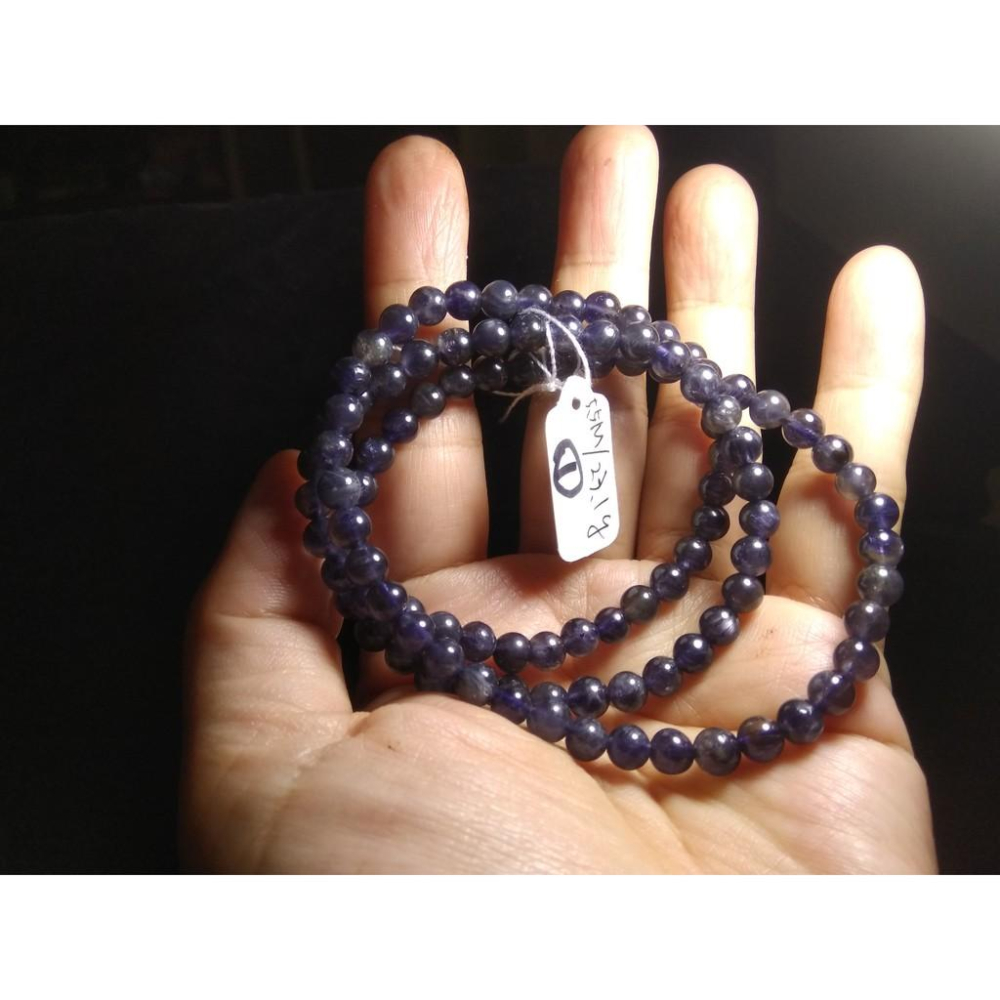 天然水藍寶石堇青石多圈繞三圈手鍊項鍊手環手鍊手串5.5-6mm珠寶首飾寶石飾品-細節圖6