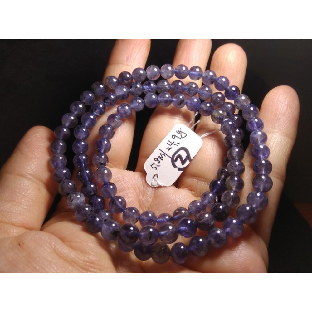 天然水藍寶石堇青石多圈繞三圈手鍊項鍊手環手鍊手串5.5-6mm珠寶首飾寶石飾品-細節圖7