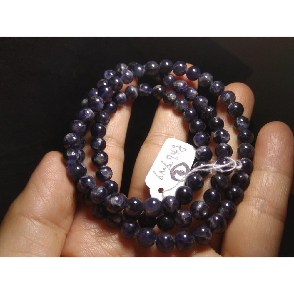 天然水藍寶石堇青石多圈繞三圈手鍊項鍊手環手鍊手串5.5-6mm珠寶首飾寶石飾品-細節圖9