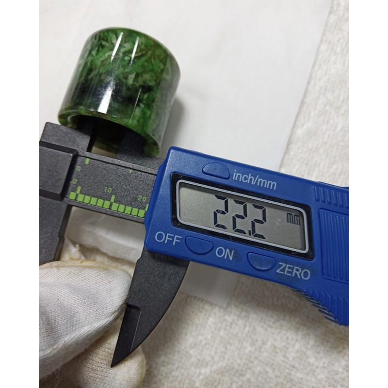 天然緬甸玉翡翠a貨花青種扳指戒指滿綠指環古董明清珍藏物內徑22.2mm-細節圖8