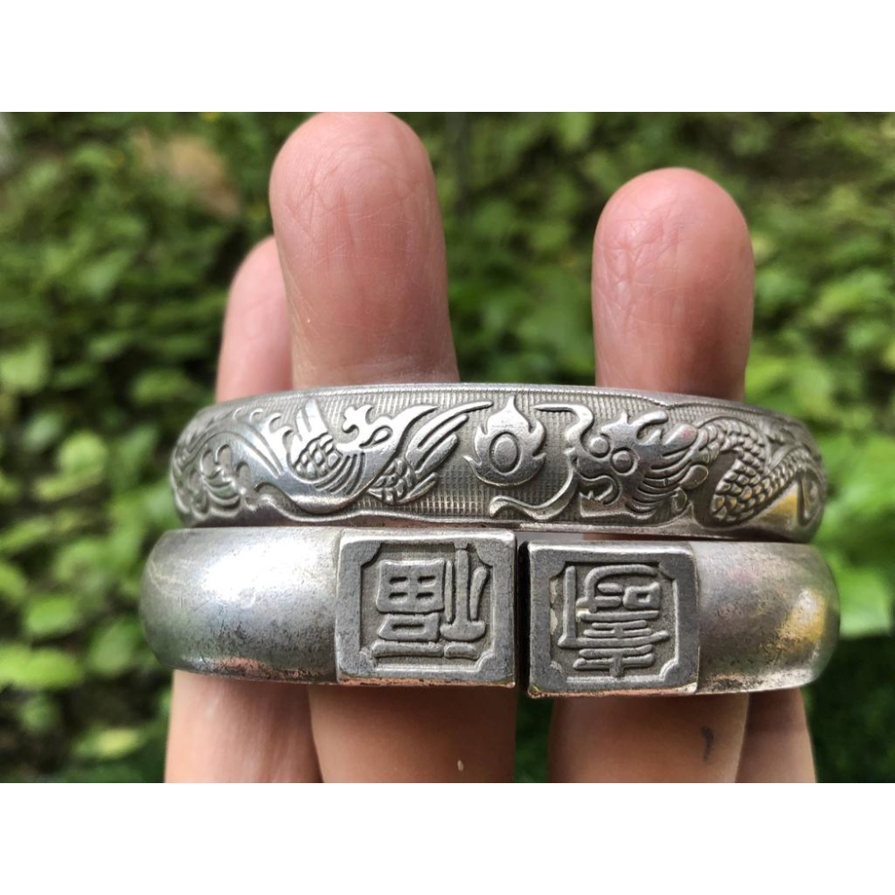 古董龍鳳手鐲對鐲福壽雙全一對/單買足銀銀飾銀鐲玉鐲手鐲手環鐲子活口橢圓貴妃鐲珠寶玉石寶石首飾飾品專櫃精品-細節圖7
