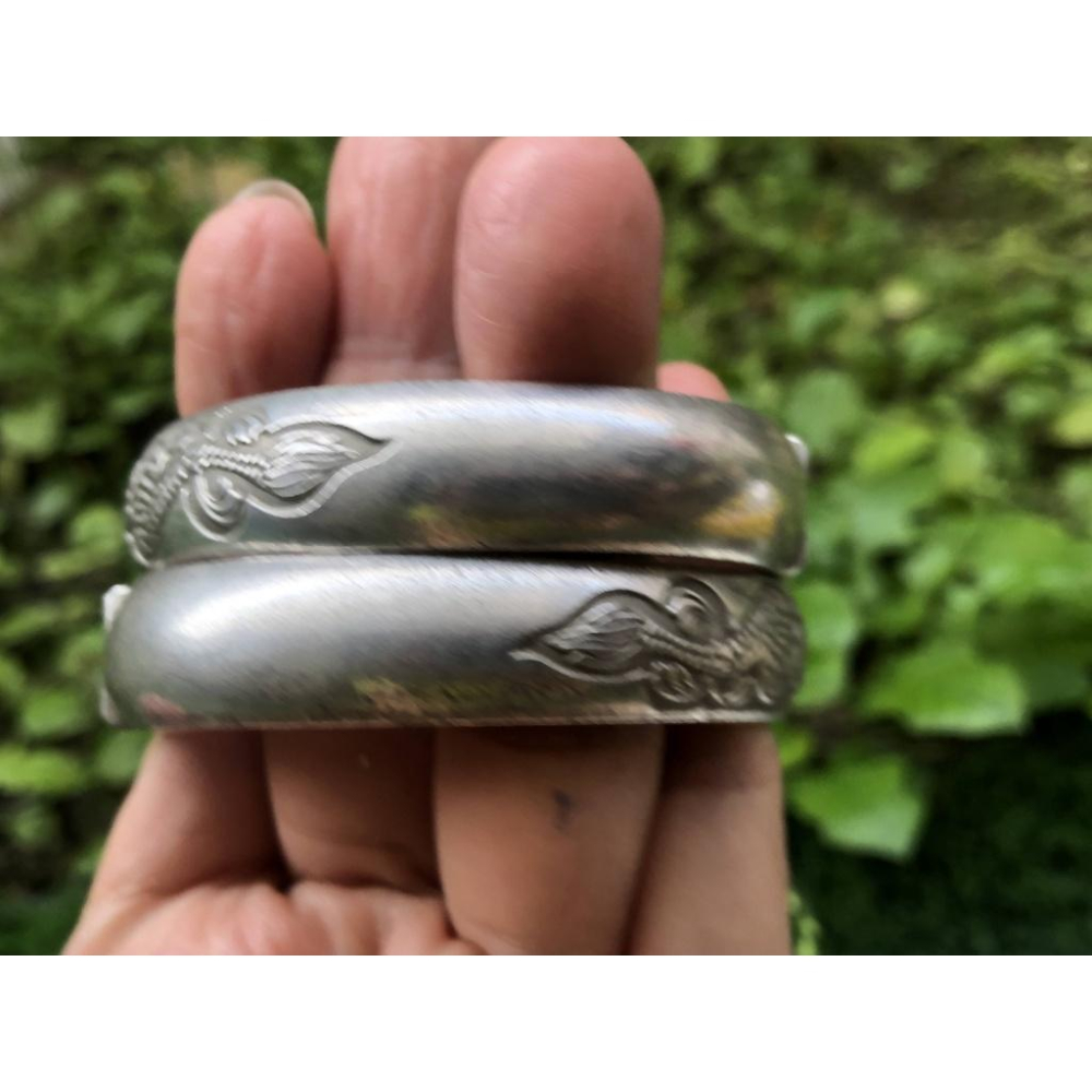 古董龍鳳手鐲對鐲福壽雙全一對/單買足銀銀飾銀鐲玉鐲手鐲手環鐲子活口橢圓貴妃鐲珠寶玉石寶石首飾飾品專櫃精品-細節圖8