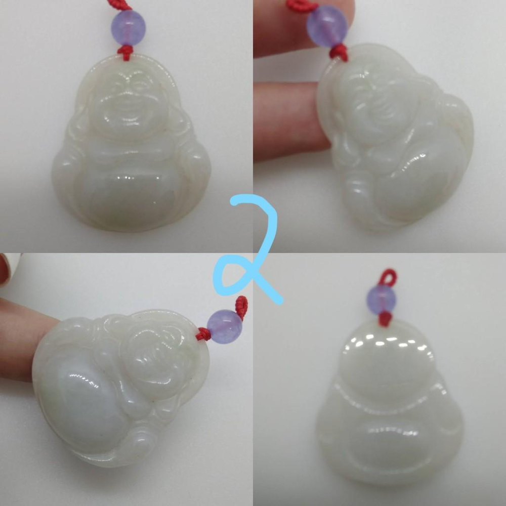 天然玉石緬甸白冰翡翠透光財神彌勒佛佛公吊墬墜子玉墬掛件玉珮項鍊珠寶寶石首飾飾品任選-V-細節圖3