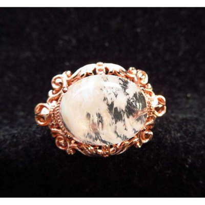 超美玫瑰金造型蛋面雪花幽靈10.6mm/3.1g/正品活圍活口內徑可調整正品珠寶玉石首飾