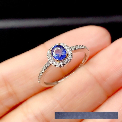 附證書天然藍寶石戒指皇家藍4*5mm女戒Sapphire剛玉最具保值增值潛力首選首飾飾品925銀鑲活口