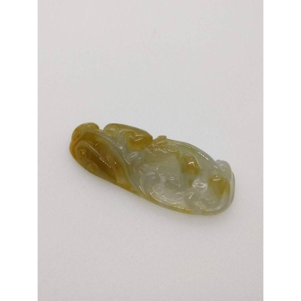 附證書0755天然緬甸玉冰種藝水黃翡翠螭龍如意吊墜墜子玉墬掛件玉珮項鍊珠寶寶石首飾飾品-細節圖3