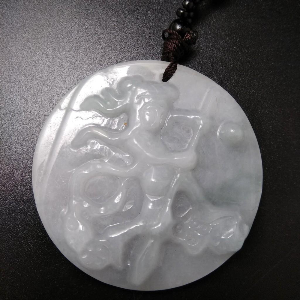 2選1天然李哪吒三太子玉石緬甸玉硬玉A貨翡翠吊墬玉珮墬子玉墬掛件觀音菩薩如來保佑平安珠寶-細節圖3