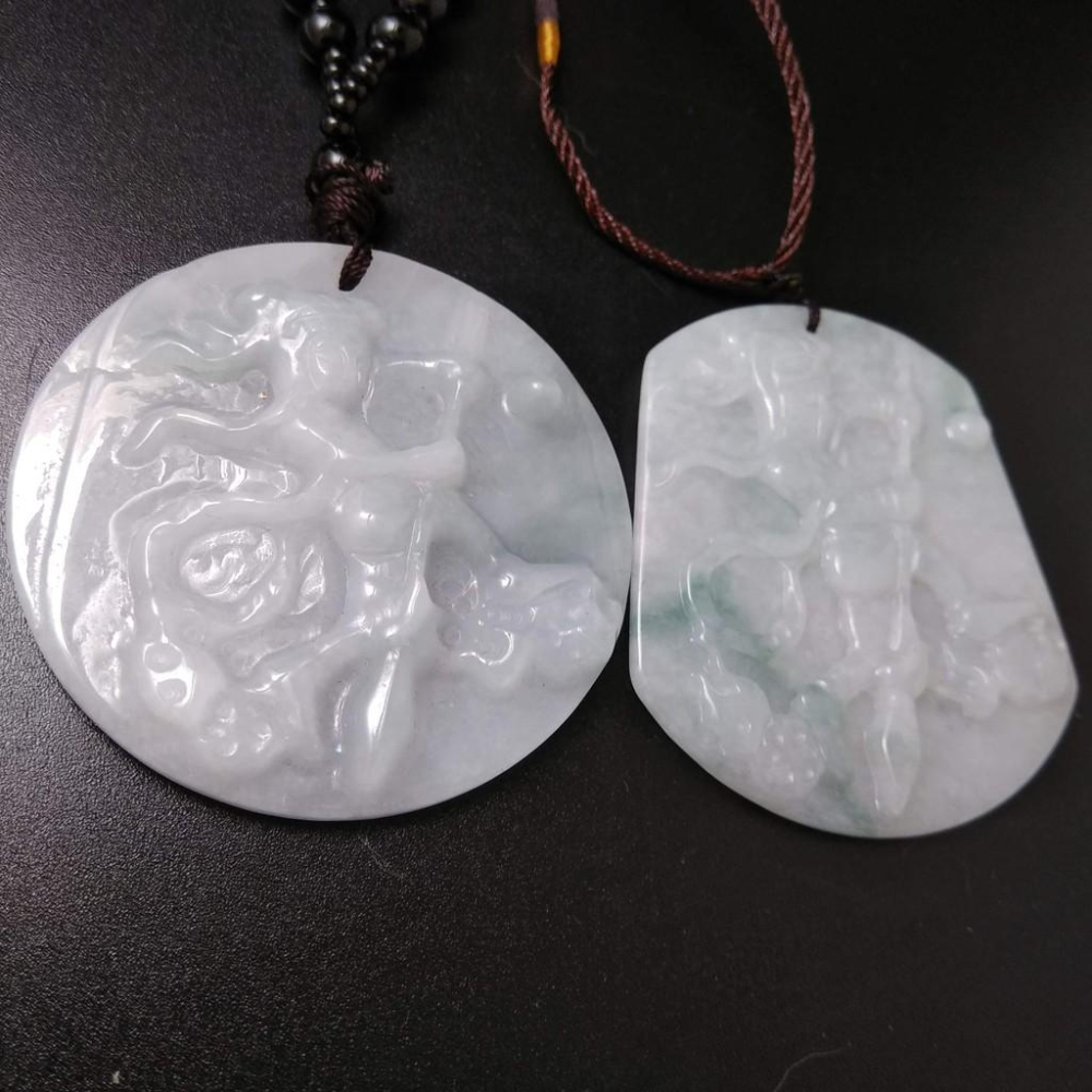 2選1天然李哪吒三太子玉石緬甸玉硬玉A貨翡翠吊墬玉珮墬子玉墬掛件觀音菩薩如來保佑平安珠寶-細節圖5