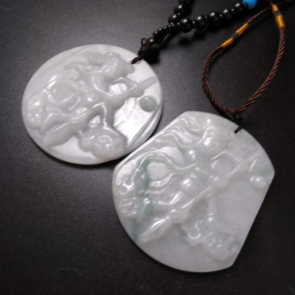2選1天然李哪吒三太子玉石緬甸玉硬玉A貨翡翠吊墬玉珮墬子玉墬掛件觀音菩薩如來保佑平安珠寶-細節圖6