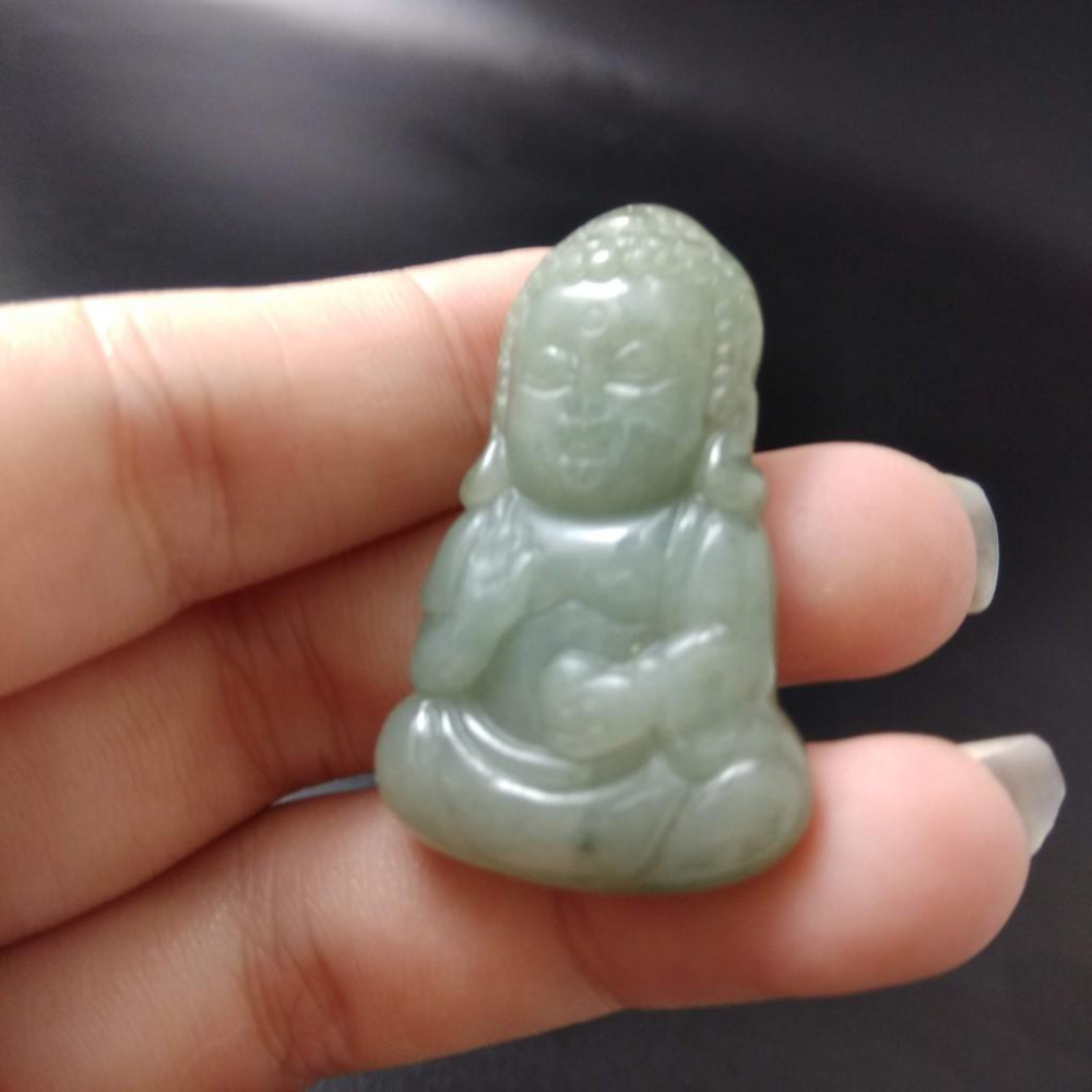 天然玉石緬甸玉硬玉A貨翡翠精雕寶寶佛吊墬玉珮36.6*23.7*6mm墬子玉墬掛件觀音菩薩如來保佑平安珠寶-細節圖4
