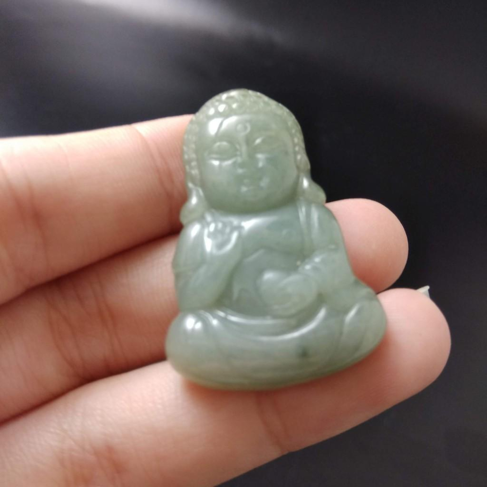 天然玉石緬甸玉硬玉A貨翡翠精雕寶寶佛吊墬玉珮36.6*23.7*6mm墬子玉墬掛件觀音菩薩如來保佑平安珠寶-細節圖5