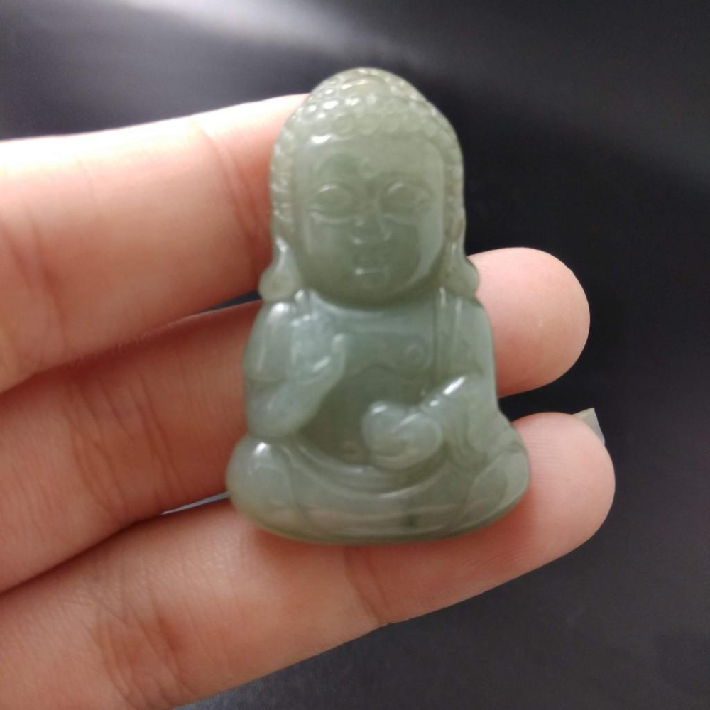 天然玉石緬甸玉硬玉A貨翡翠精雕寶寶佛吊墬玉珮36.6*23.7*6mm墬子玉墬掛件觀音菩薩如來保佑平安珠寶-細節圖9