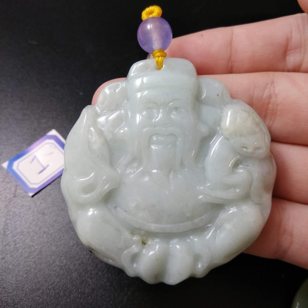 2選1天然a貨財神爺緬甸玉硬玉A貨翡翠精雕吊墜玉牌精品玉石珠寶首飾寶石飾品掛件墬子項鍊玉珮-細節圖3