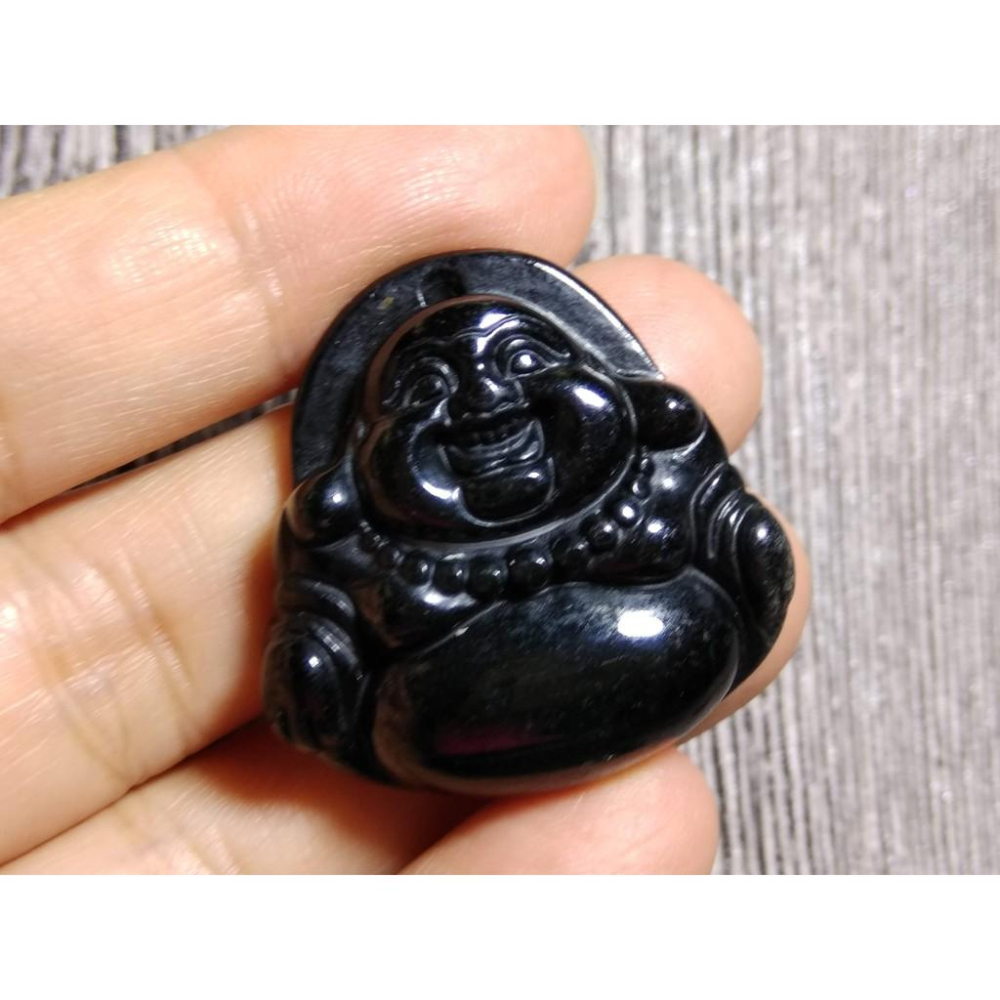 天然緬甸玉硬玉翡翠A貨彌勒佛佛公財神墨翠吊墜墬子玉墬掛件項鍊珠寶玉石首飾飾品兩款任選-細節圖5