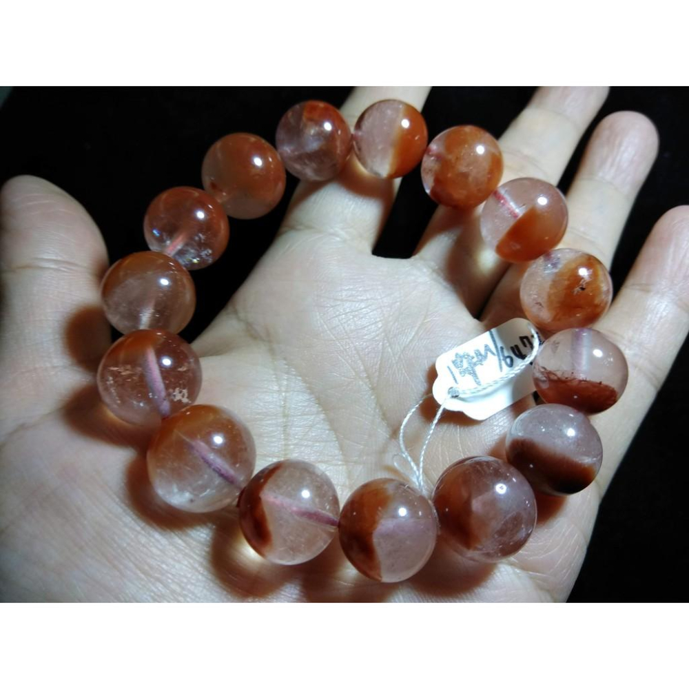 天然紅兔毛聚寶盆單圈圓珠手鍊手珠手串手鍊手環14mm/64.74g紅水晶珠寶玉石寶石首飾飾品-細節圖3
