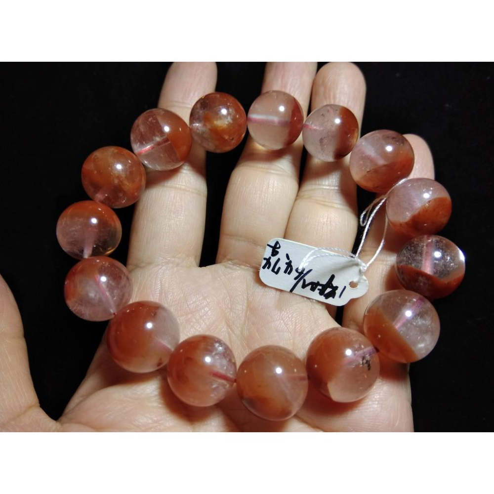 天然紅兔毛聚寶盆單圈圓珠手鍊手珠手串手鍊手環14mm/64.74g紅水晶珠寶玉石寶石首飾飾品-細節圖7