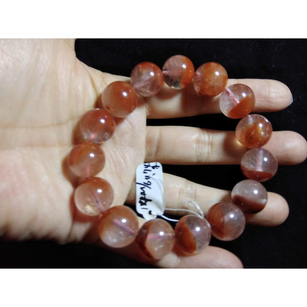 天然紅兔毛聚寶盆單圈圓珠手鍊手珠手串手鍊手環14mm/64.74g紅水晶珠寶玉石寶石首飾飾品-細節圖8