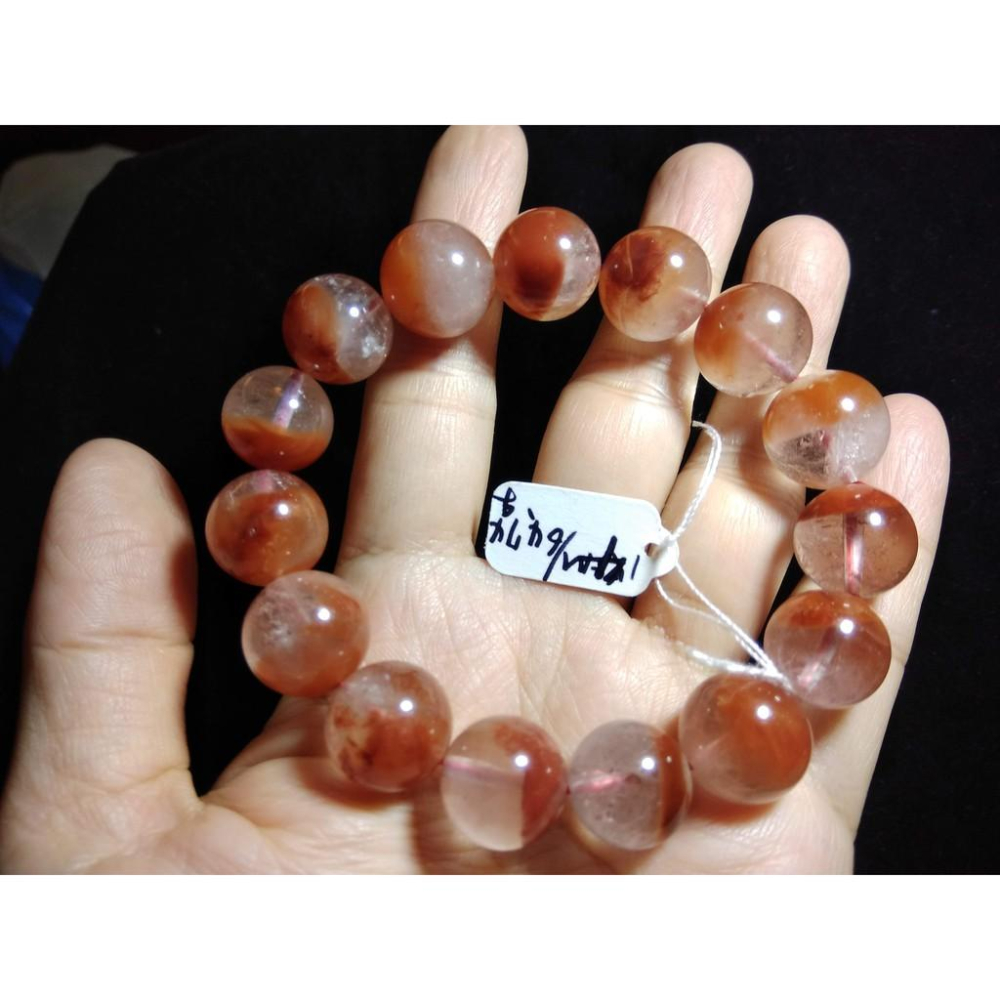天然紅兔毛聚寶盆單圈圓珠手鍊手珠手串手鍊手環14mm/64.74g紅水晶珠寶玉石寶石首飾飾品-細節圖9