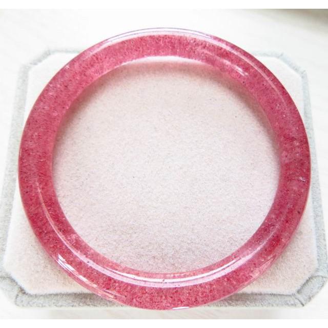 17.95圍專櫃精品天然水晶鴿血紅草莓晶老料手鐲玉鐲鐲子手環珠寶玉石首飾寶石飾品冰透-細節圖3