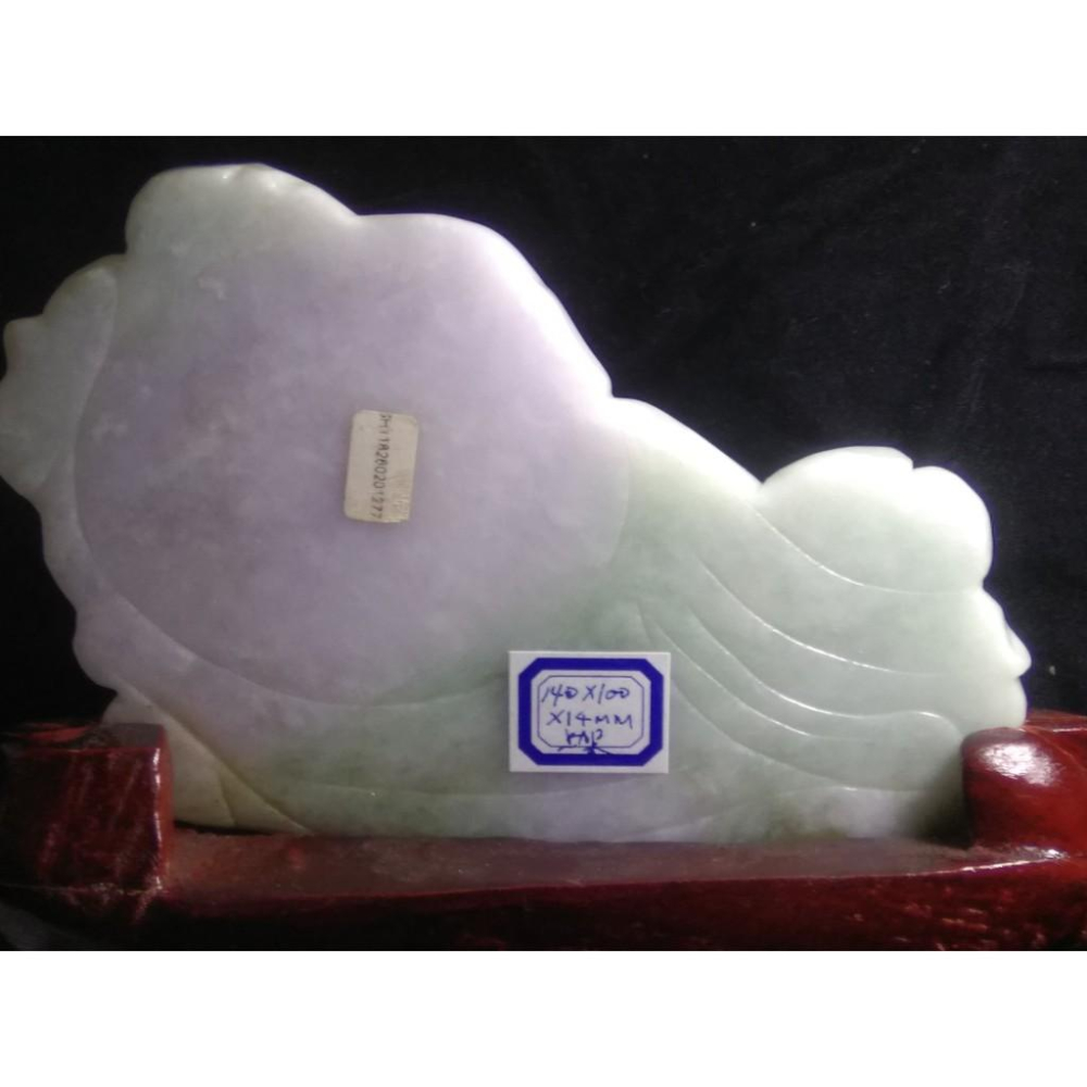 帝王紫超紫正陽綠天然緬甸玉正品A貨翡翠彌勒佛佛公財神爺冰種紫羅蘭濃春彩招財擺件送木底座和證書-細節圖4