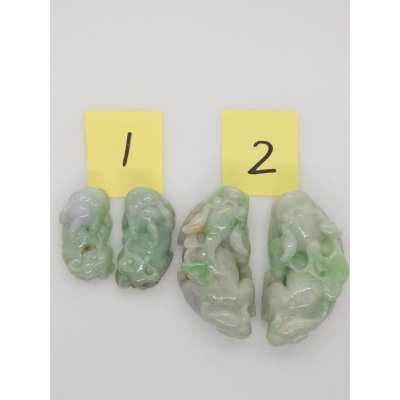 天然緬甸玉正陽綠翡翠貔貅一對吊墜墜子玉墬掛件玉珮項鍊珠寶寶石首飾飾品任選-A1