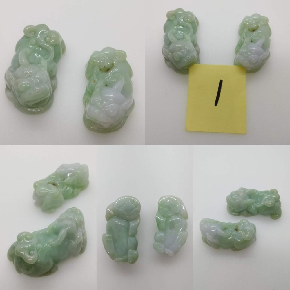 天然緬甸玉正陽綠翡翠貔貅一對吊墜墜子玉墬掛件玉珮項鍊珠寶寶石首飾飾品任選-A1-細節圖3