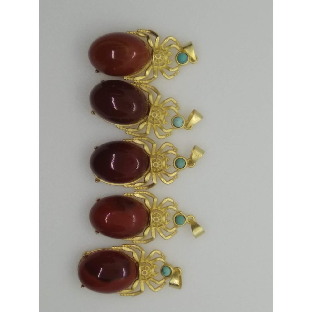 天然知足常樂蛋面綠松石柿子紅南紅吊墜墬子項鍊玉珮掛件用送銀鍊珠寶首飾玉石飾品-細節圖2