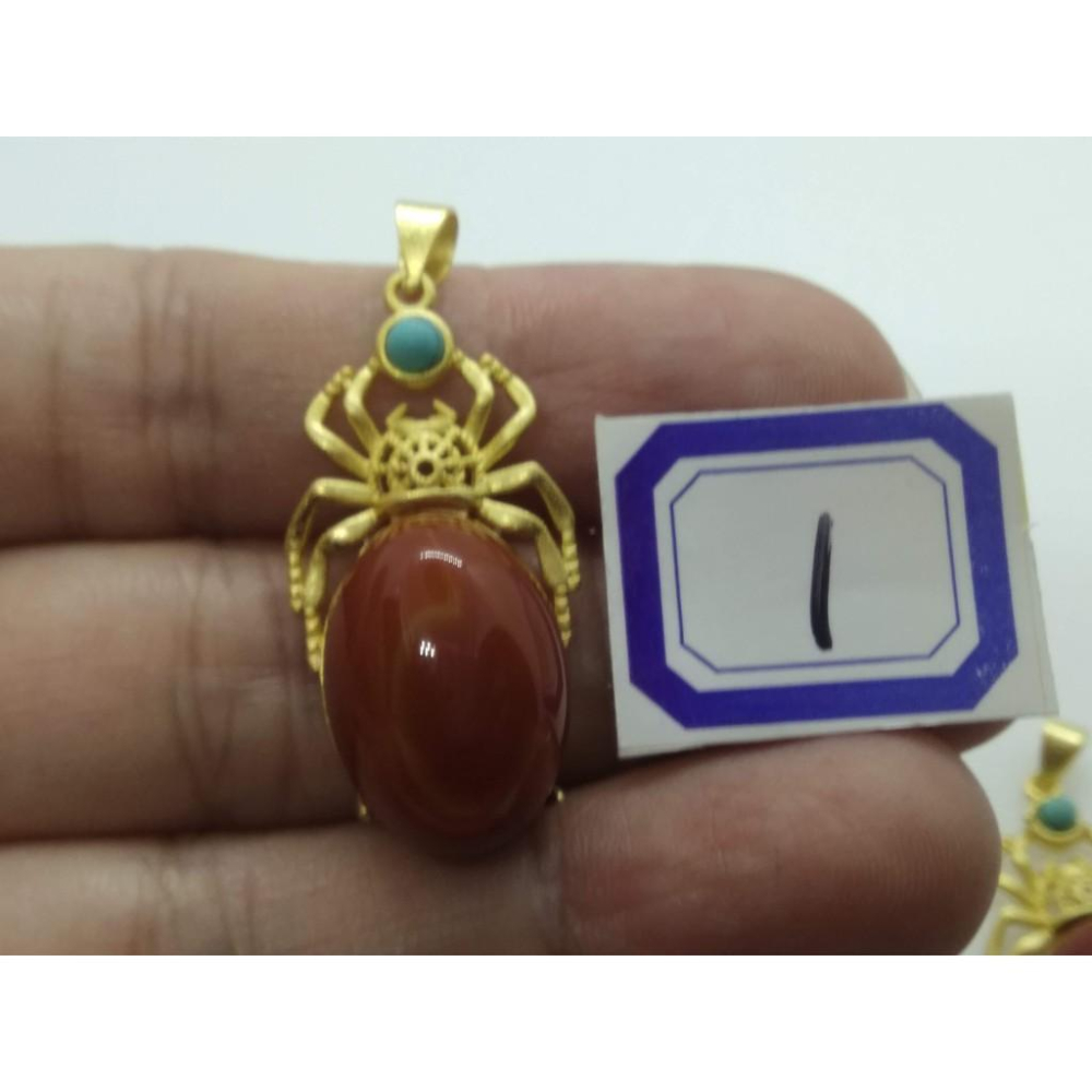 天然知足常樂蛋面綠松石柿子紅南紅吊墜墬子項鍊玉珮掛件用送銀鍊珠寶首飾玉石飾品-細節圖5