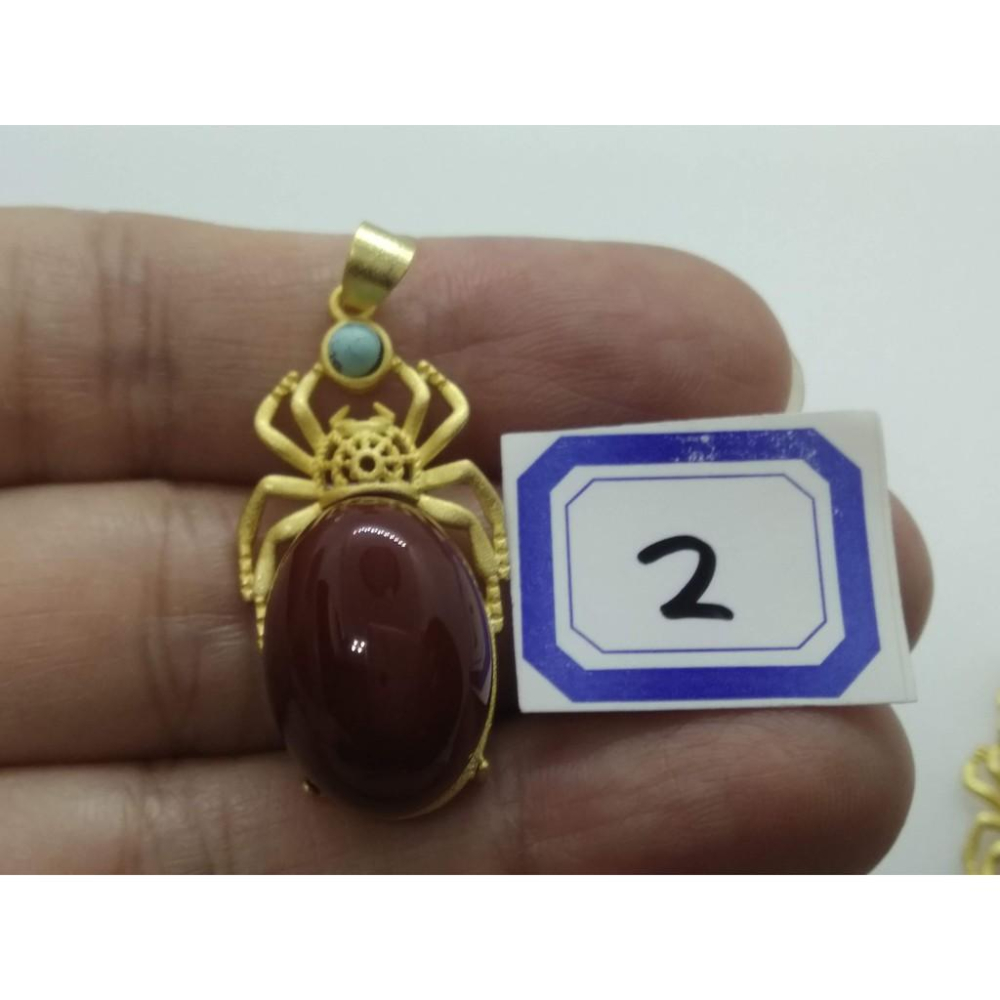 天然知足常樂蛋面綠松石柿子紅南紅吊墜墬子項鍊玉珮掛件用送銀鍊珠寶首飾玉石飾品-細節圖6