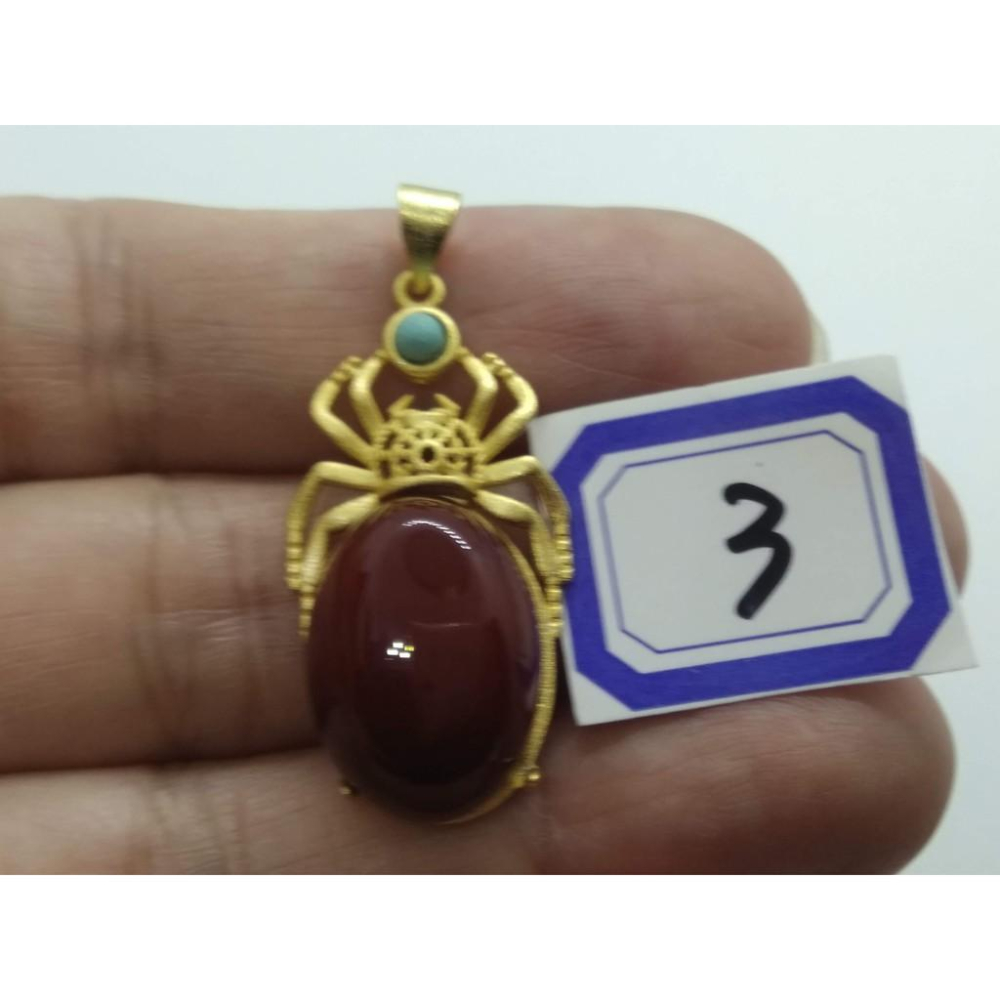 天然知足常樂蛋面綠松石柿子紅南紅吊墜墬子項鍊玉珮掛件用送銀鍊珠寶首飾玉石飾品-細節圖7