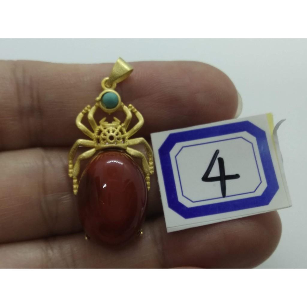 天然知足常樂蛋面綠松石柿子紅南紅吊墜墬子項鍊玉珮掛件用送銀鍊珠寶首飾玉石飾品-細節圖8