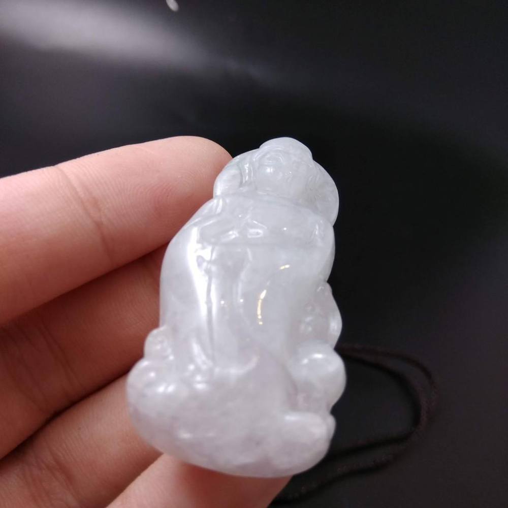 天然觀音玉石緬甸玉硬玉A貨翡翠精雕吊墬玉珮43.3*21*6.4mm墬子玉墬掛件觀音菩薩如來保佑平安珠寶-細節圖6