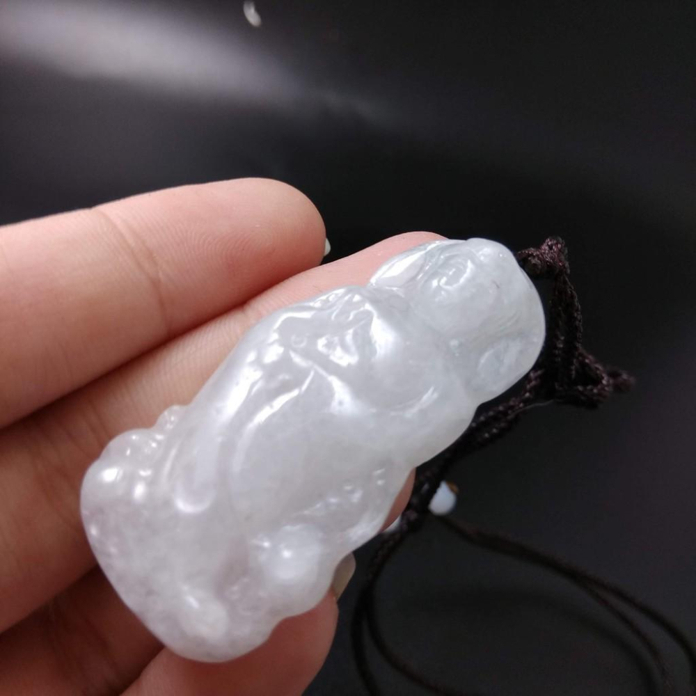 天然觀音玉石緬甸玉硬玉A貨翡翠精雕吊墬玉珮43.3*21*6.4mm墬子玉墬掛件觀音菩薩如來保佑平安珠寶-細節圖7