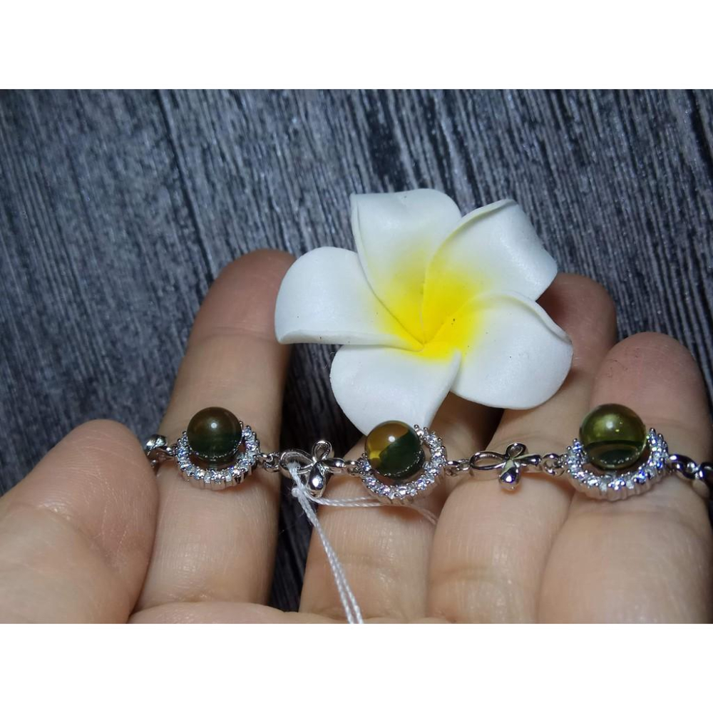 多米尼加進口收藏款純天然琥珀藍珀圓珠有球必應925銀鑲嵌手鍊手串水晶珠寶玉石寶石首飾飾品專櫃精品-細節圖2