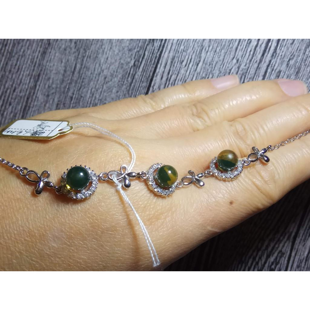 多米尼加進口收藏款純天然琥珀藍珀圓珠有球必應925銀鑲嵌手鍊手串水晶珠寶玉石寶石首飾飾品專櫃精品-細節圖4