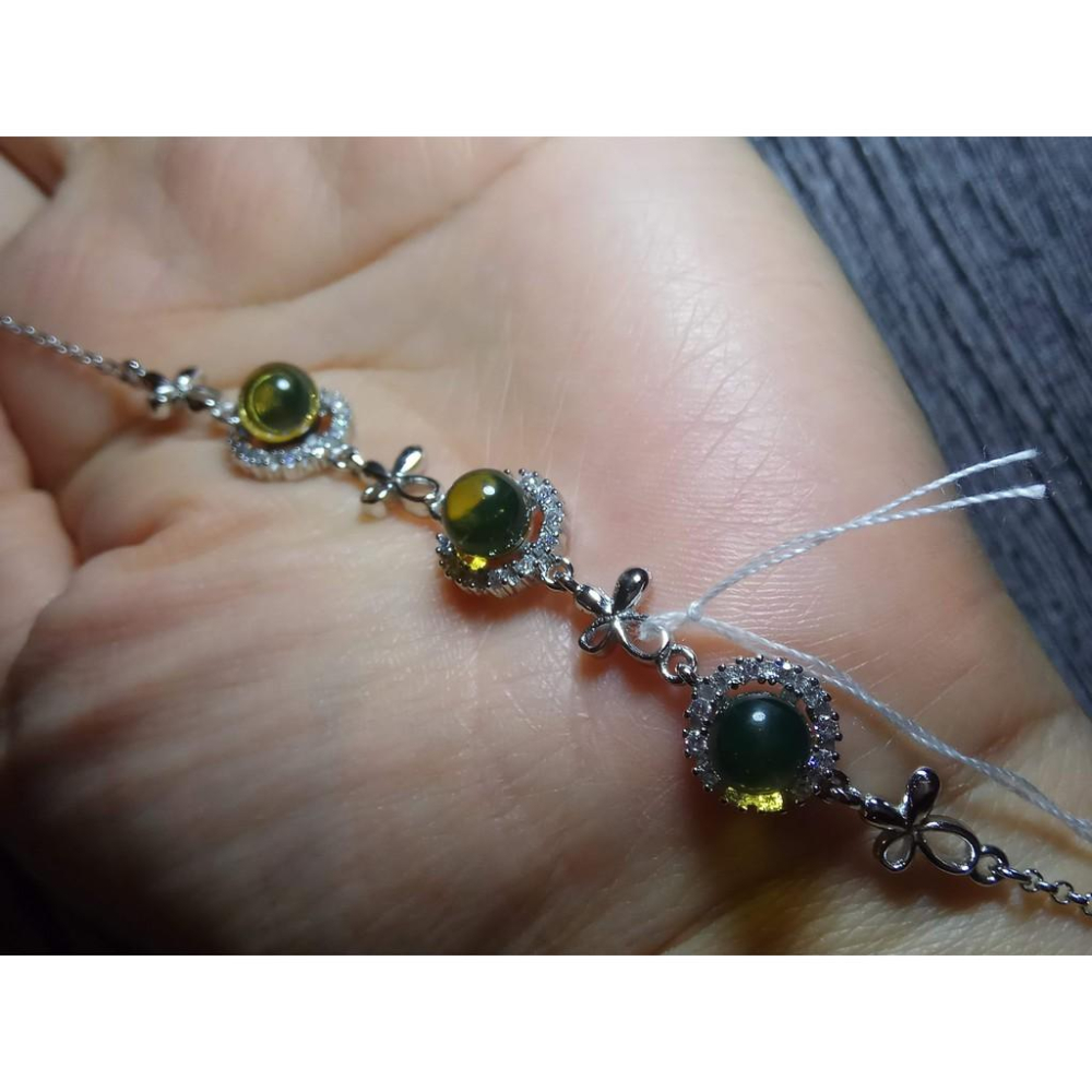 多米尼加進口收藏款純天然琥珀藍珀圓珠有球必應925銀鑲嵌手鍊手串水晶珠寶玉石寶石首飾飾品專櫃精品-細節圖5