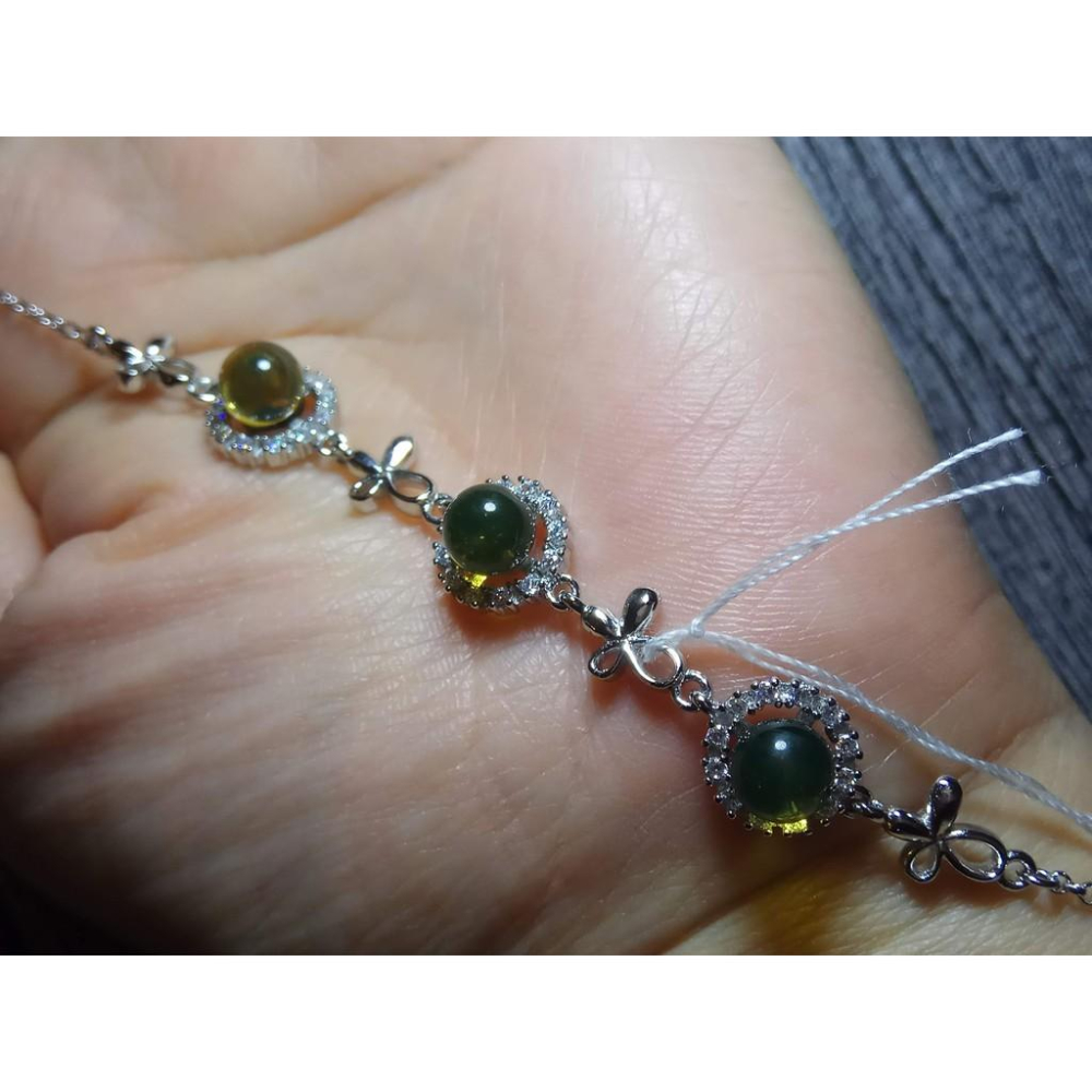 多米尼加進口收藏款純天然琥珀藍珀圓珠有球必應925銀鑲嵌手鍊手串水晶珠寶玉石寶石首飾飾品專櫃精品-細節圖6