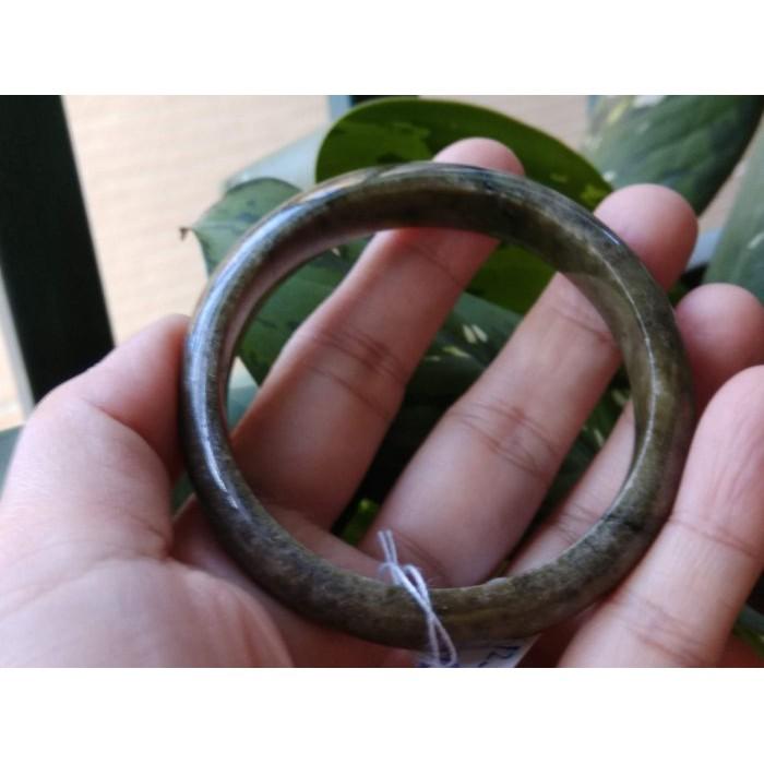 17.89圍天然緬甸玉翡翠老件黃翡帶陽綠手鐲玉鐲鐲子手環平安鐲有種水珠寶玉石首飾飾品-細節圖2