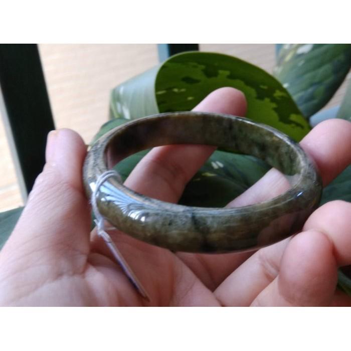 17.89圍天然緬甸玉翡翠老件黃翡帶陽綠手鐲玉鐲鐲子手環平安鐲有種水珠寶玉石首飾飾品-細節圖3