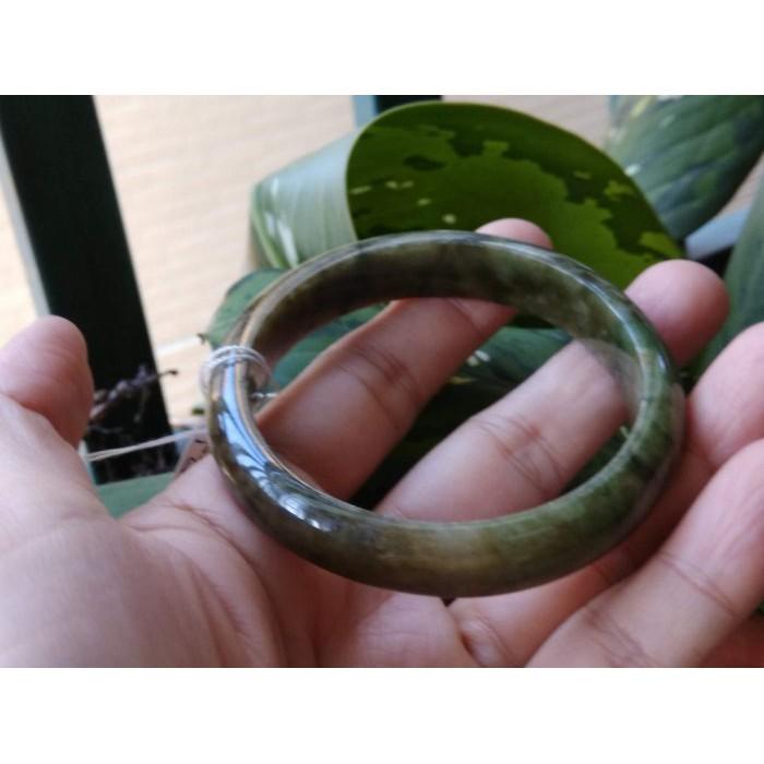 17.89圍天然緬甸玉翡翠老件黃翡帶陽綠手鐲玉鐲鐲子手環平安鐲有種水珠寶玉石首飾飾品-細節圖4