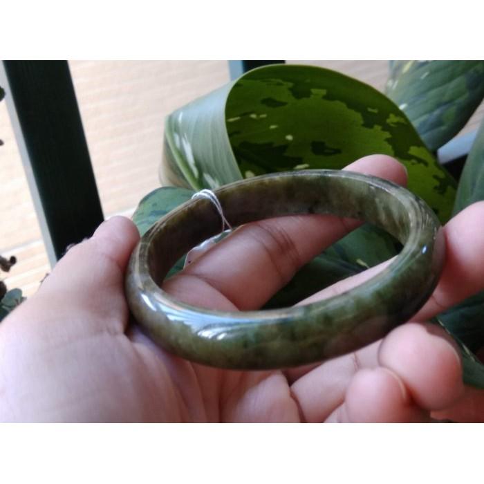 17.89圍天然緬甸玉翡翠老件黃翡帶陽綠手鐲玉鐲鐲子手環平安鐲有種水珠寶玉石首飾飾品-細節圖5