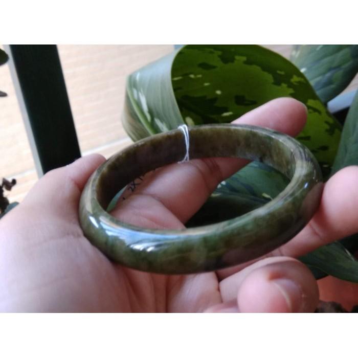 17.89圍天然緬甸玉翡翠老件黃翡帶陽綠手鐲玉鐲鐲子手環平安鐲有種水珠寶玉石首飾飾品-細節圖6