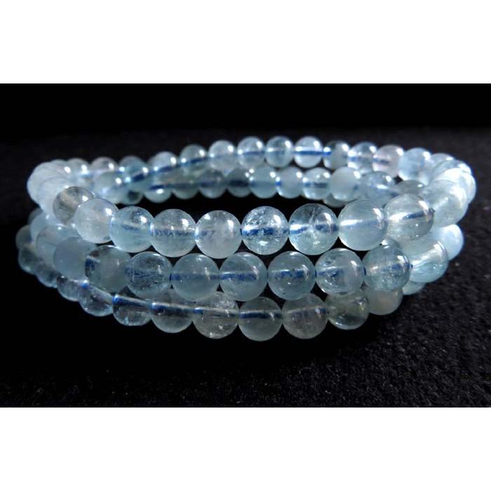 天然補水寶石水晶少有深藍色海藍寶繞三圈多圈手鍊手環手串手珠佛珠7mm /35.2g珠寶玉石首飾飾品-細節圖3