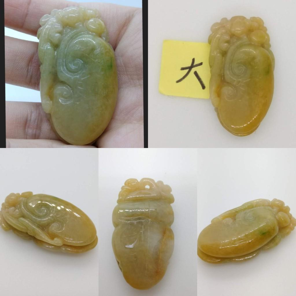 天然緬甸玉黃翡翠精雕可站貔貅螭龍如意吊墜墜子玉墬掛件玉珮項鍊珠寶寶石首飾飾品任選-F-細節圖3